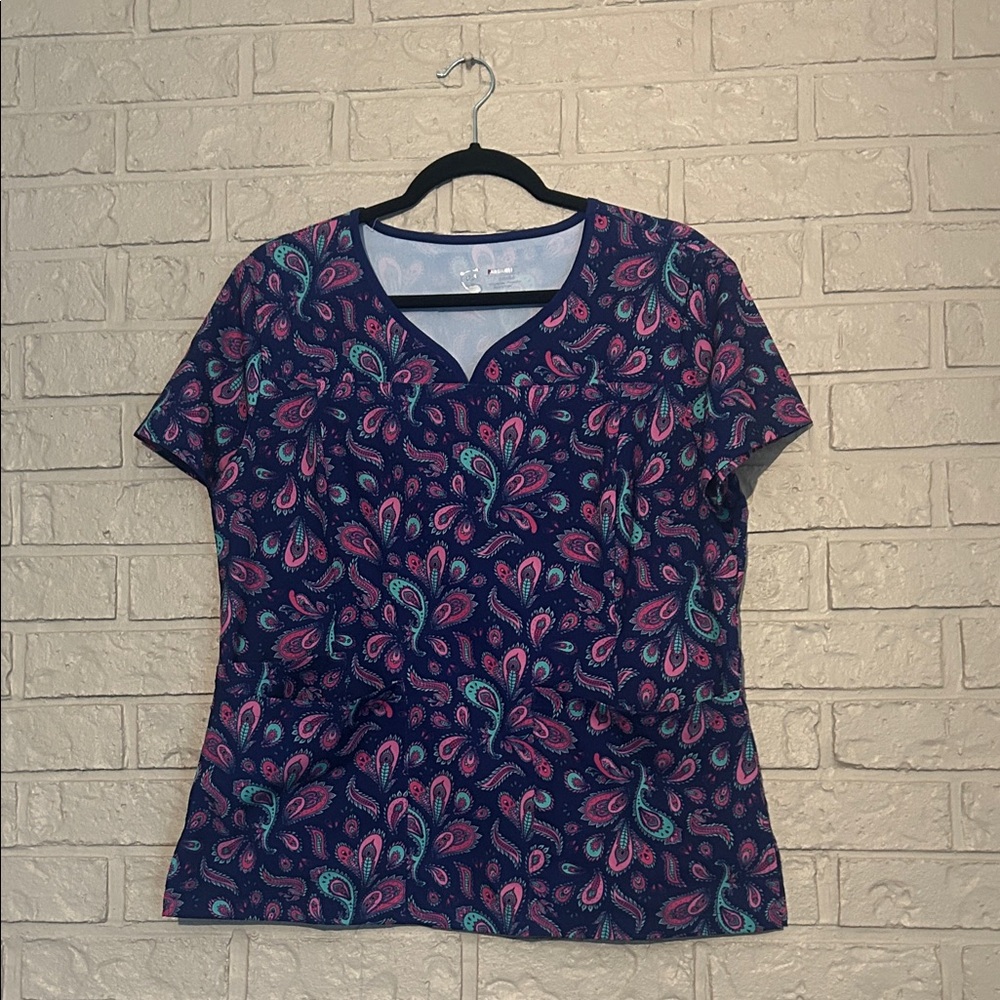 Women's Paisley Print Scrub Top